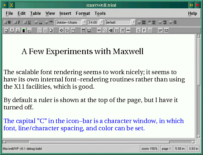 Maxwell Document Window