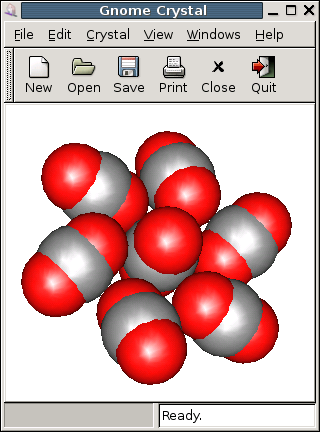 The environment of a carbon atom in a dry ice.