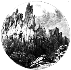 Vignette of a moutain range.