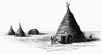 WIGWAMS OF THE JURA ISLANDERS IN 1772.
(From Pennant's Second Tour.)